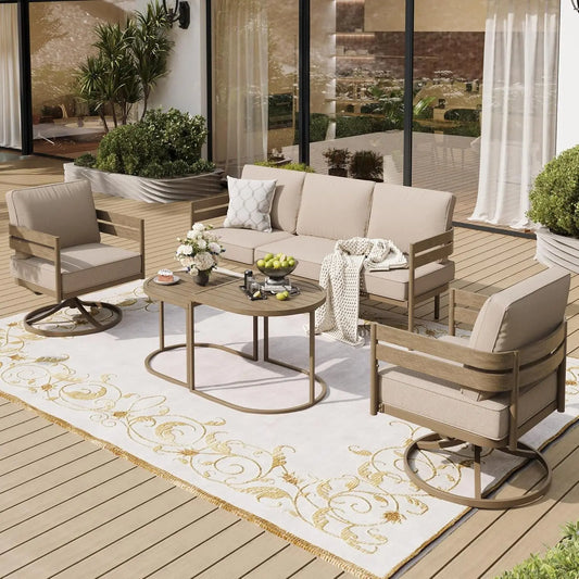 Metal Frame Patio Furniture Set With Cushions For Outdoor Patio