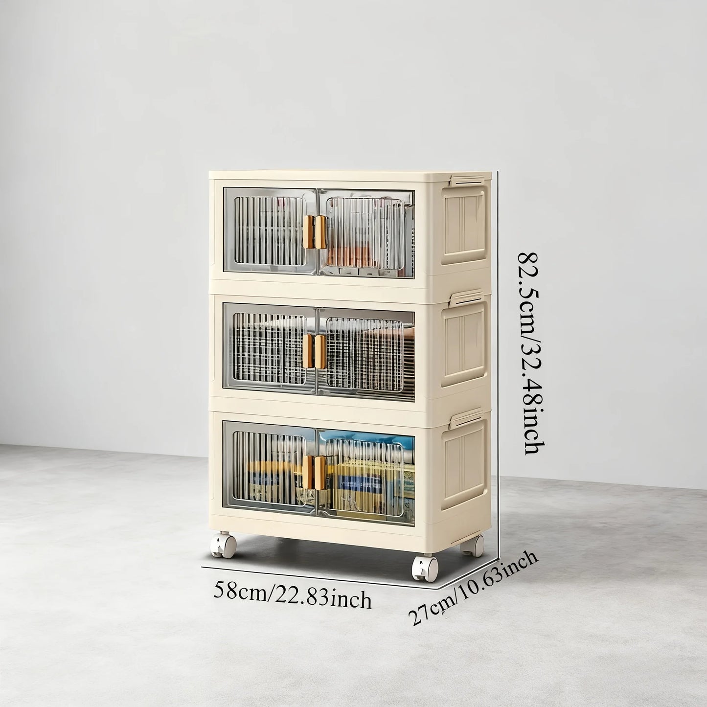 Foldable Plastic Storage Cabinet With Doors And Wheels Large Capacity
