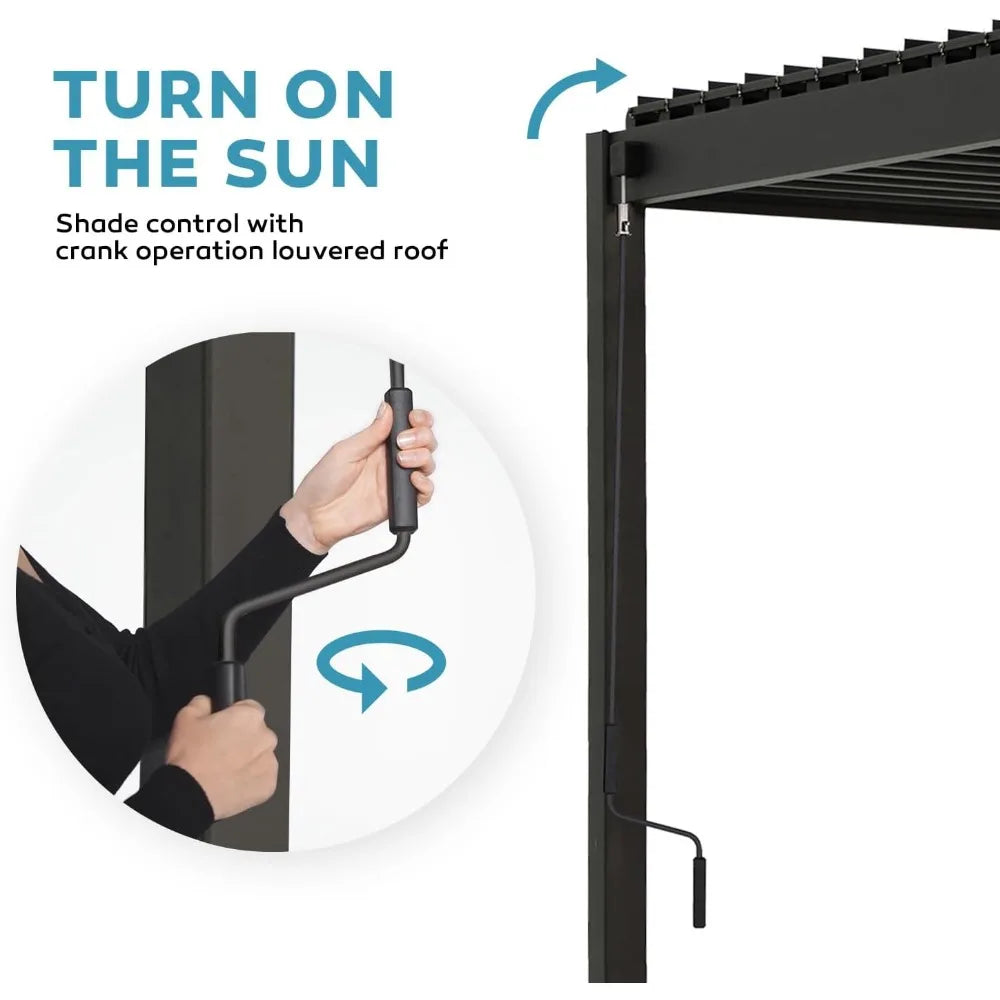 10' x 10' Louvered Pergola,Modern Style with Adjustable Louvers for Outdoor Roof,Garden, Easy Assembly, Durable,Louvered Pergola
