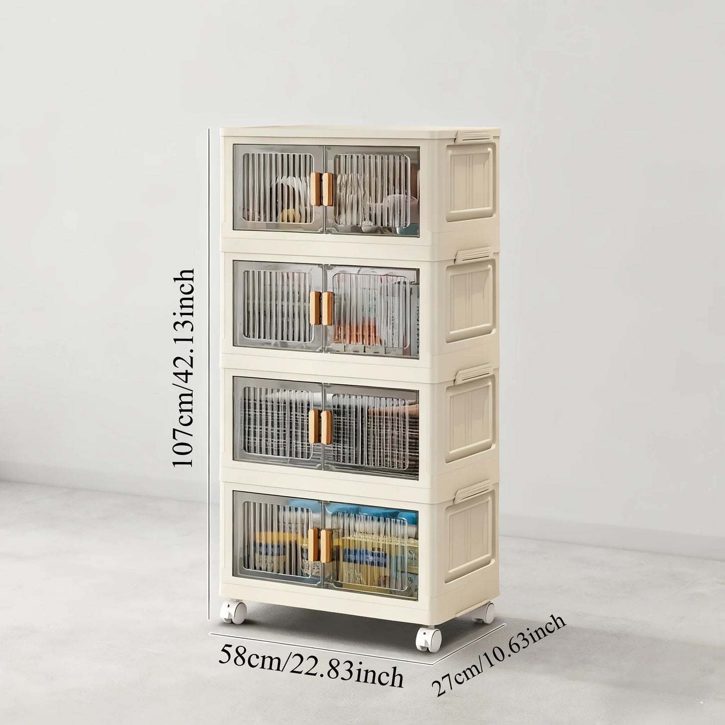 Foldable Plastic Storage Cabinet With Doors And Wheels Large Capacity