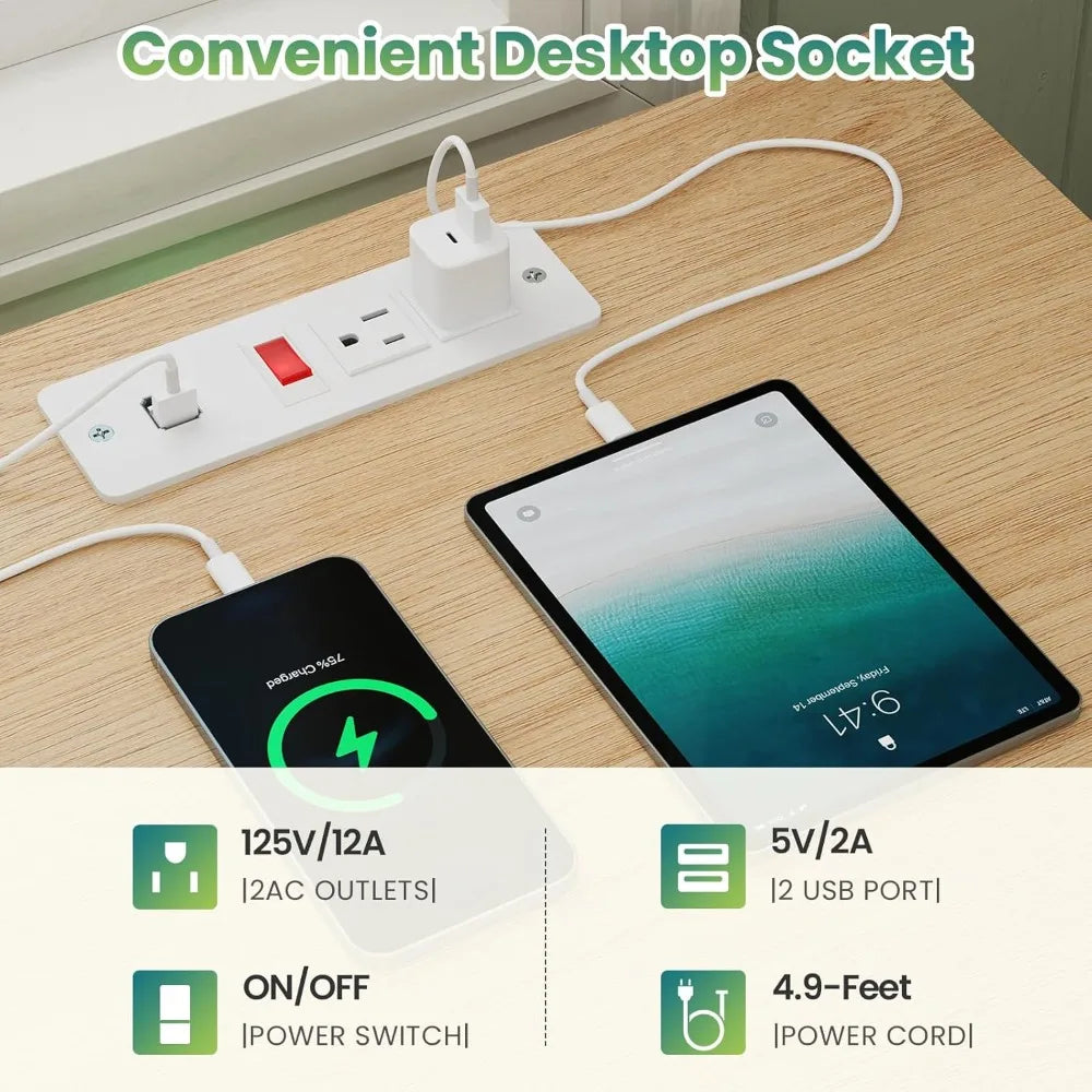 Chengwei Fluted Nightstand Set Of 2 With Charging Station