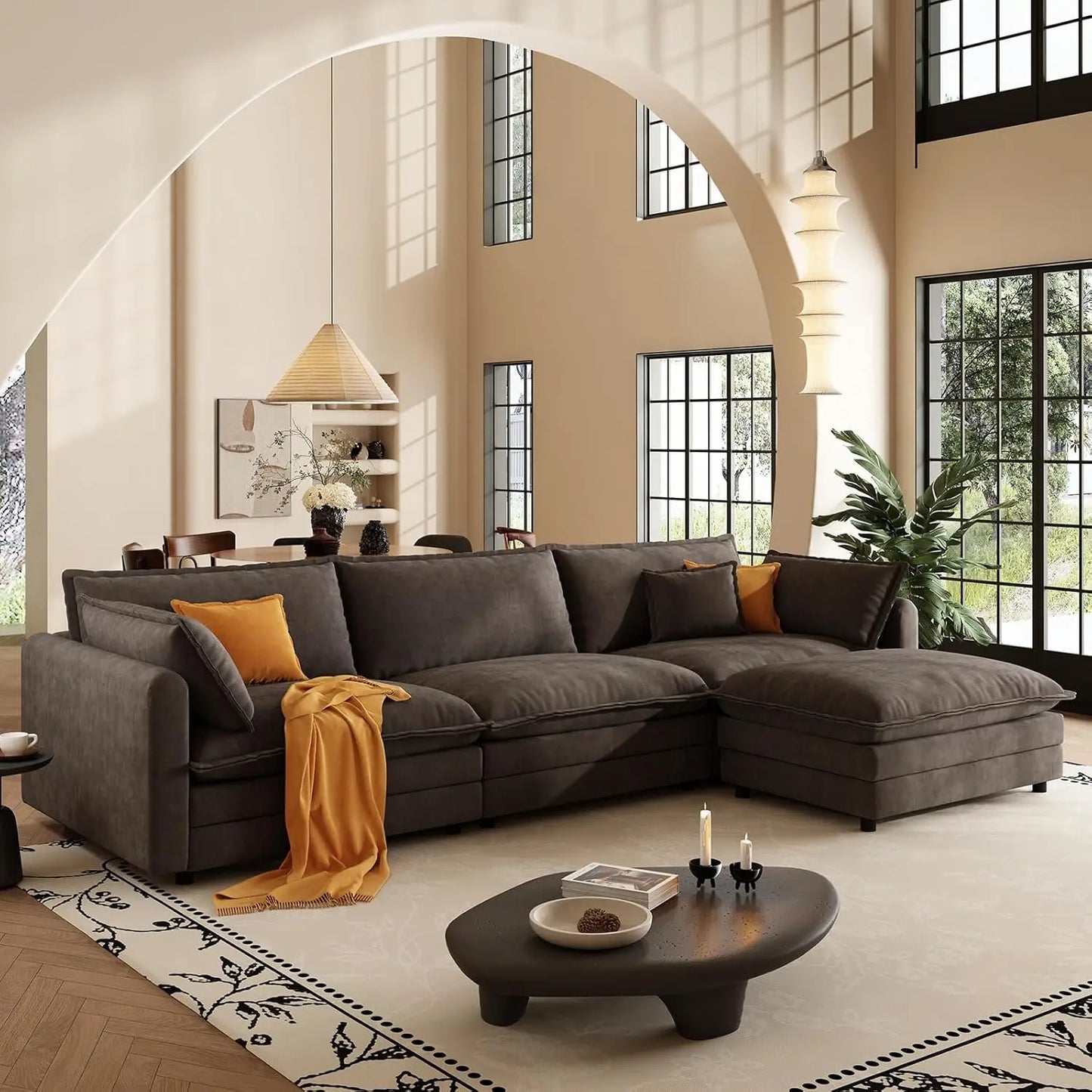 Modern L Shaped Sofa Sectional Cloud Couch For Living Room