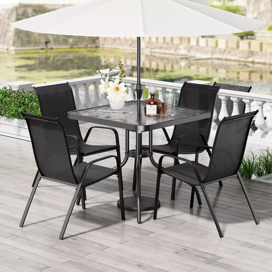 General Patio Dining Set 5 Pieces With Four Textilene Chairs
