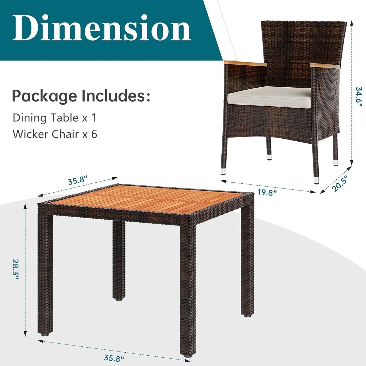 5 Piece Patio Dining Set Wicker Chairs And Wood Table