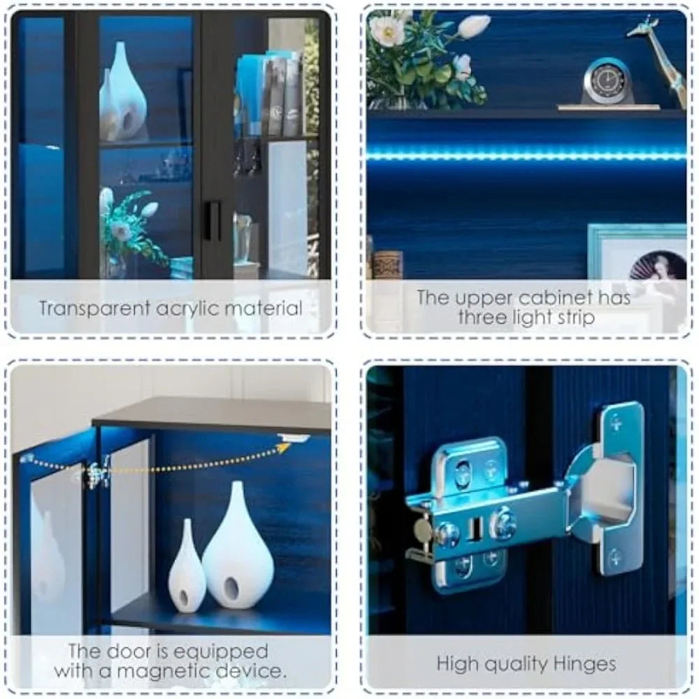 Display Cabinet With Acrylic Doors Curio Lighting And Human Body Sensor