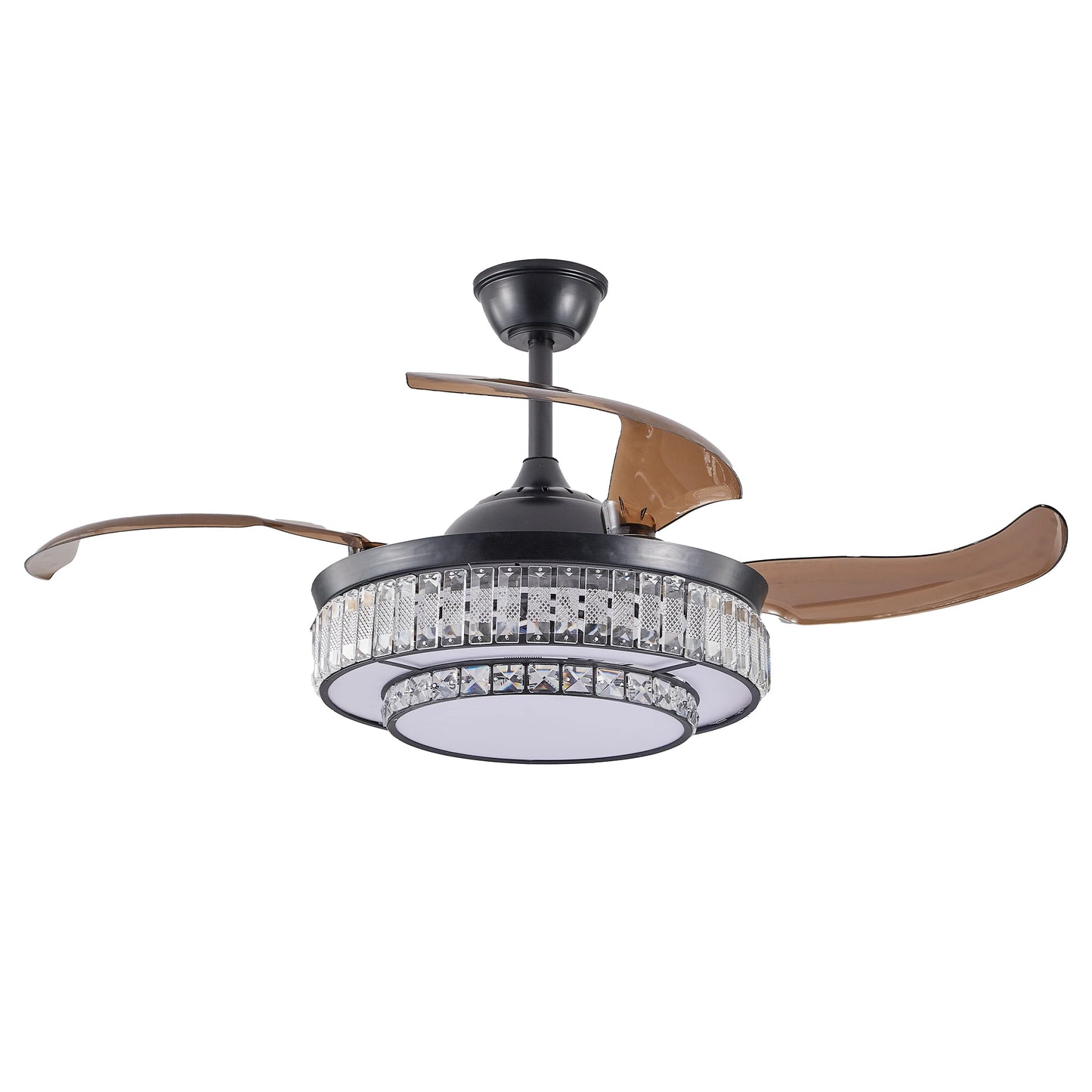 ARLGSITE Crystal Ceiling Fan Light With Remote Control And Timer