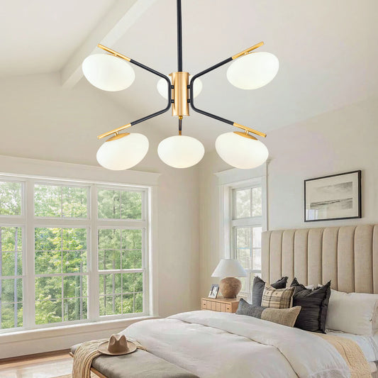 Modern LED Pendant Light Frosted Glass Ball Chandeliers 6 Heads Hanging Lamp for Kitchen Living Dining Room Suspension Luminaire