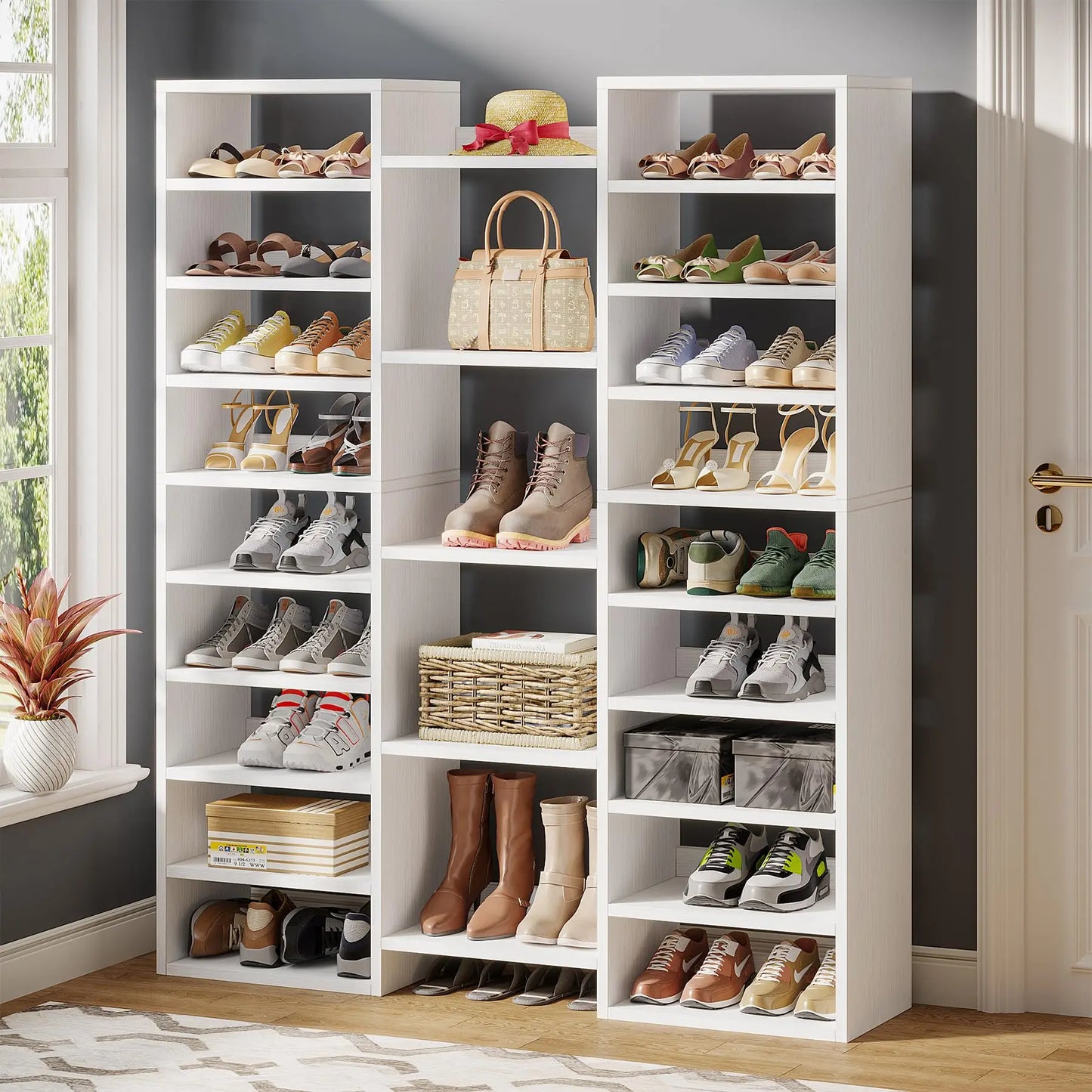 14 Tier Freestanding Wooden Shoe Rack For Ample Shoe Storage
