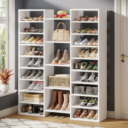 14 Tier Freestanding Wooden Shoe Rack For Ample Shoe Storage