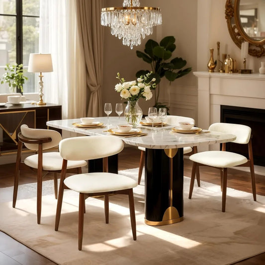 ANGDUO 4 Chairs Dining Set Upholstered Mid Century Modern Fabric