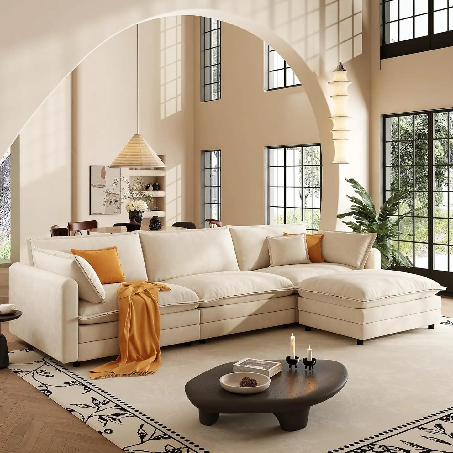 Modern L Shaped Sofa Sectional Cloud Couch For Living Room